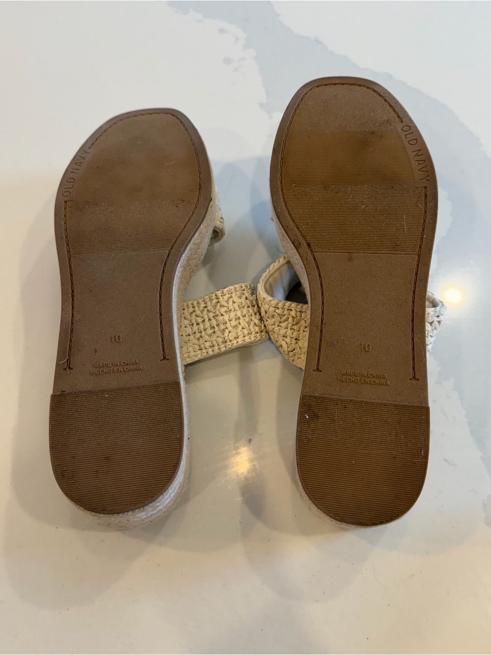 Old Navy Cream Espadrille Platform Sandals Size 10 - Picture 4 of 5